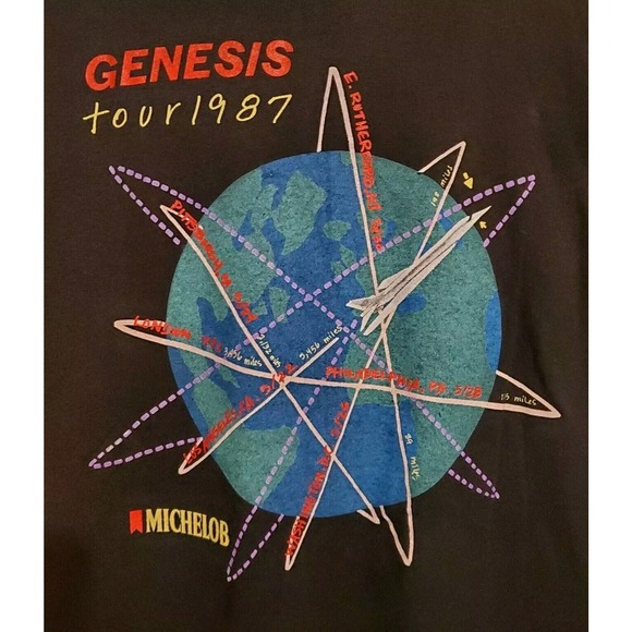 Vintage GENESIS T Shirt 1987 Invisible Touch tour concert 50/50 Size Large - Picture 7 of 10